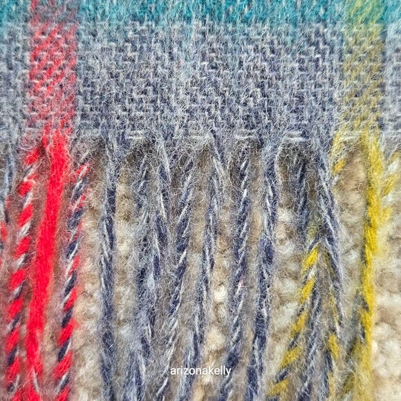 NWOT Merino Wool Scarf James Pringle Weavers Colorful Plaid - Picture 4 of 7